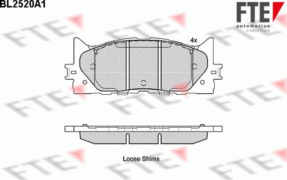 FTE BL2520A1 - Kit pastiglie freno, Freno a disco autozon.pro