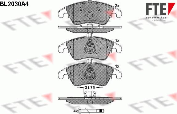 FTE BL2030A4 - Kit pastiglie freno, Freno a disco autozon.pro