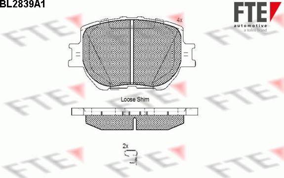 FTE BL2839A1 - Kit pastiglie freno, Freno a disco autozon.pro