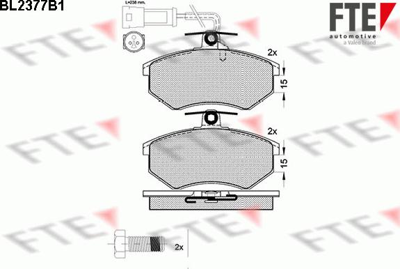 FTE BL2377B1 - Kit pastiglie freno, Freno a disco autozon.pro