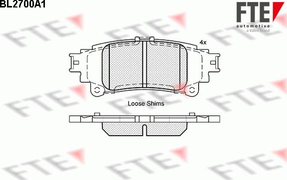 FTE BL2700A1 - Kit pastiglie freno, Freno a disco autozon.pro