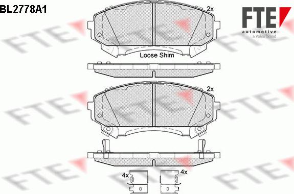 FTE BL2778A1 - Kit pastiglie freno, Freno a disco autozon.pro