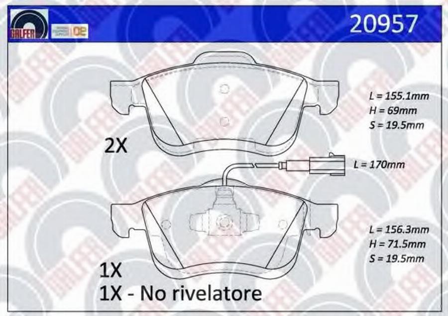 Galfer 20957 - Kit pastiglie freno, Freno a disco autozon.pro