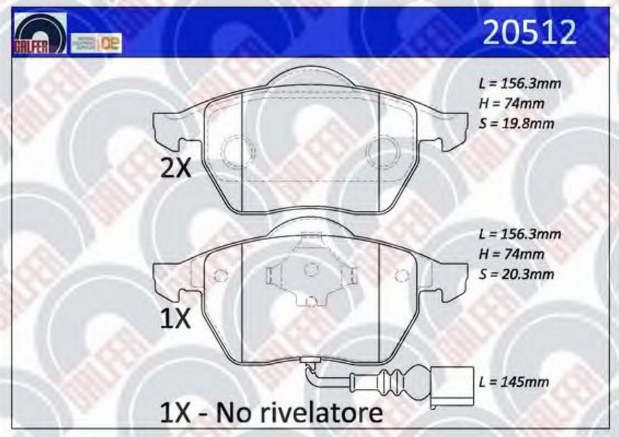 Galfer 20512 - Kit pastiglie freno, Freno a disco autozon.pro