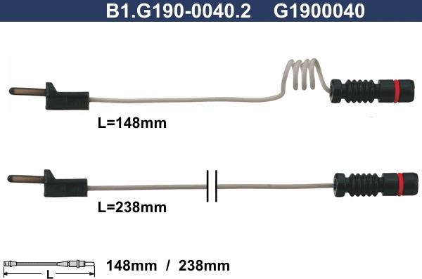 Galfer B1.G190-0040.2 - Contatto segnalazione, Usura past. freno / mat. d'attrito autozon.pro