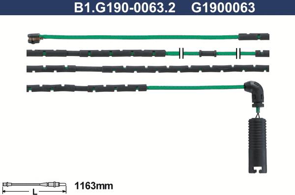 Galfer B1.G190-0063.2 - Contatto segnalazione, Usura past. freno / mat. d'attrito autozon.pro