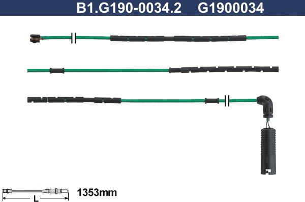 Galfer B1.G190-0034.2 - Contatto segnalazione, Usura past. freno / mat. d'attrito autozon.pro