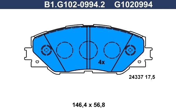 Galfer B1.G102-0994.2 - Kit pastiglie freno, Freno a disco autozon.pro