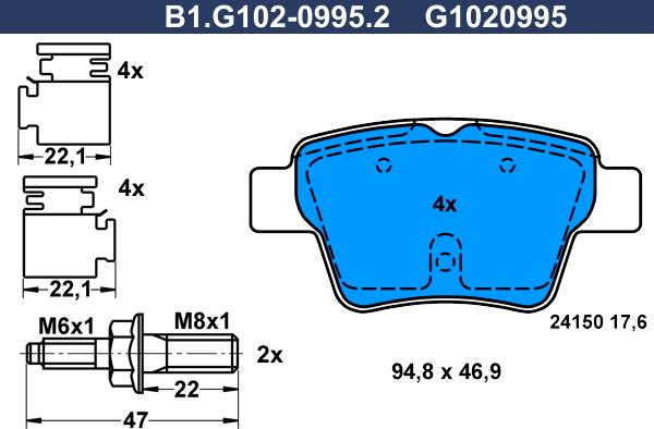 Galfer B1.G102-0995.2 - Kit pastiglie freno, Freno a disco autozon.pro