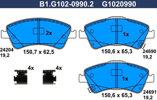 Galfer B1.G102-0990.2 - Kit pastiglie freno, Freno a disco autozon.pro