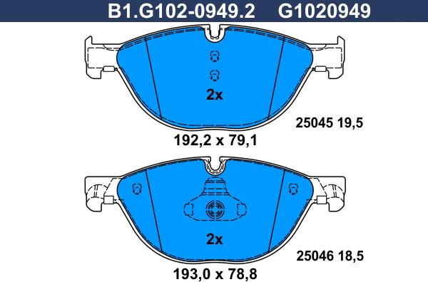 Galfer B1.G102-0949.2 - Kit pastiglie freno, Freno a disco autozon.pro