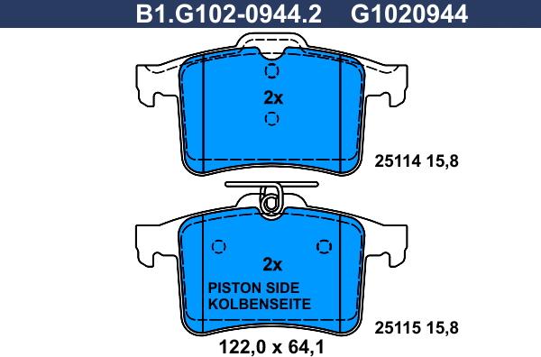 Galfer B1.G102-0944.2 - Kit pastiglie freno, Freno a disco autozon.pro