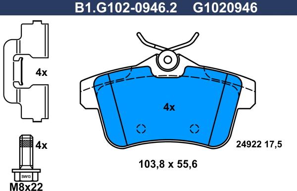 Galfer B1.G102-0946.2 - Kit pastiglie freno, Freno a disco autozon.pro