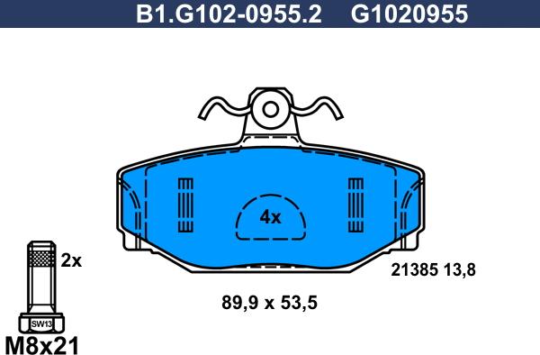 Galfer B1.G102-0955.2 - Kit pastiglie freno, Freno a disco autozon.pro