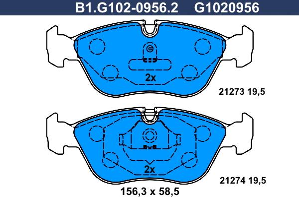 Galfer B1.G102-0956.2 - Kit pastiglie freno, Freno a disco autozon.pro