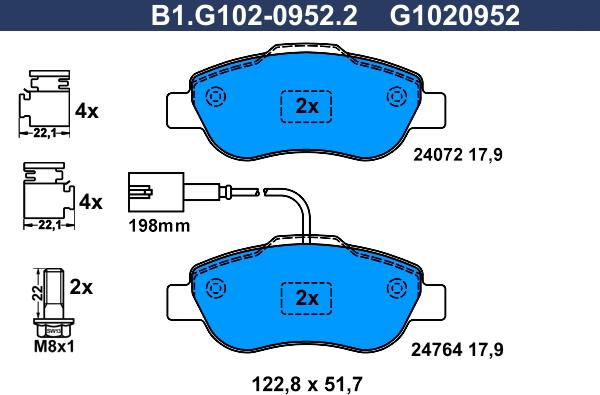 Galfer B1.G102-0952.2 - Kit pastiglie freno, Freno a disco autozon.pro