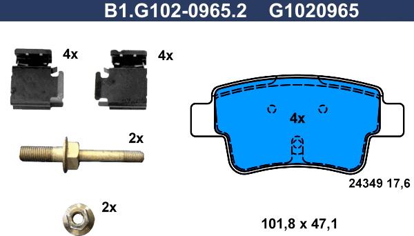 Galfer B1.G102-0965.2 - Kit pastiglie freno, Freno a disco autozon.pro