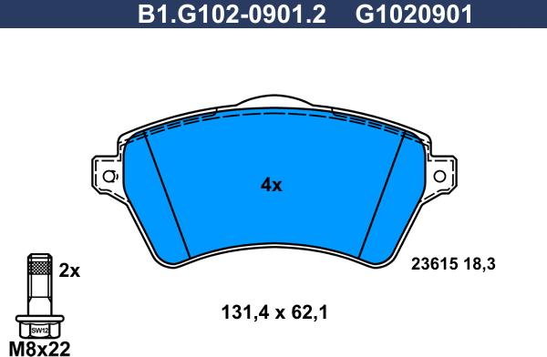 Galfer B1.G102-0901.2 - Kit pastiglie freno, Freno a disco autozon.pro