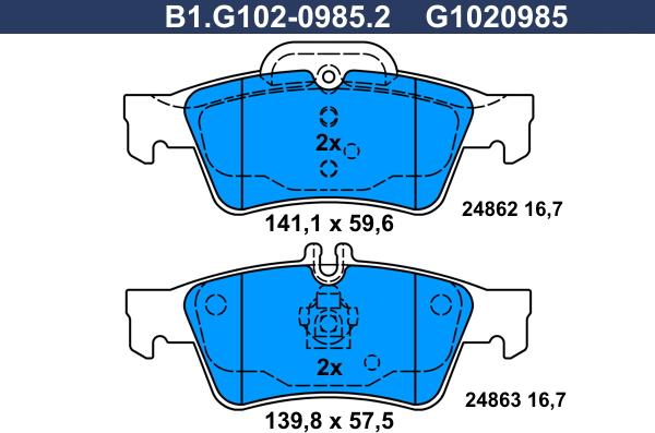 Galfer B1.G102-0985.2 - Kit pastiglie freno, Freno a disco autozon.pro