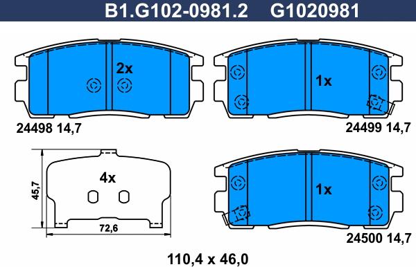 Galfer B1.G102-0981.2 - Kit pastiglie freno, Freno a disco autozon.pro