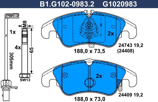 Galfer B1.G102-0983.2 - Kit pastiglie freno, Freno a disco autozon.pro