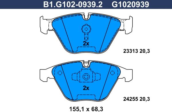 Galfer B1.G102-0939.2 - Kit pastiglie freno, Freno a disco autozon.pro