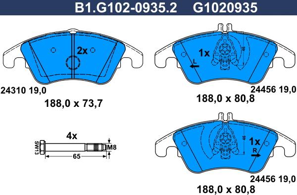 Galfer B1.G102-0935.2 - Kit pastiglie freno, Freno a disco autozon.pro