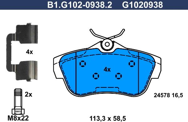 Galfer B1.G102-0938.2 - Kit pastiglie freno, Freno a disco autozon.pro