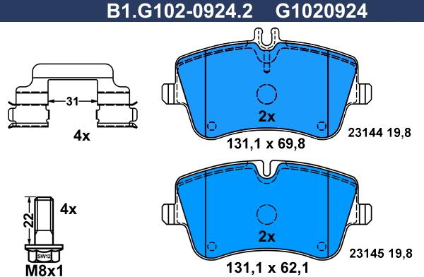 Galfer B1.G102-0924.2 - Kit pastiglie freno, Freno a disco autozon.pro