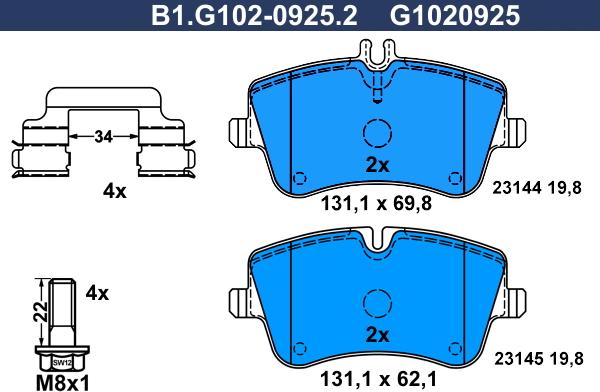 Galfer B1.G102-0925.2 - Kit pastiglie freno, Freno a disco autozon.pro