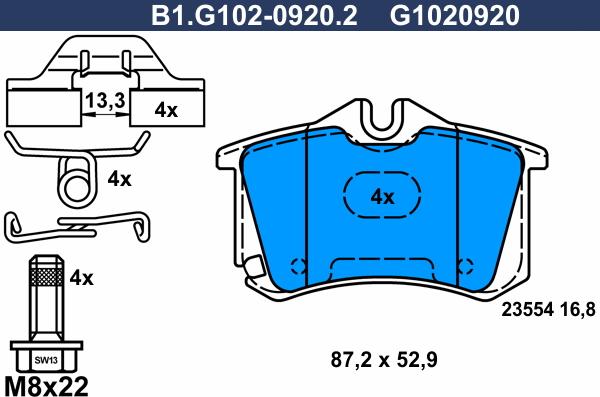 Galfer B1.G102-0920.2 - Kit pastiglie freno, Freno a disco autozon.pro