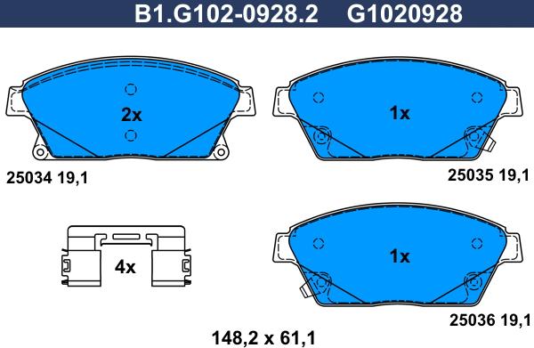 Galfer B1.G102-0928.2 - Kit pastiglie freno, Freno a disco autozon.pro