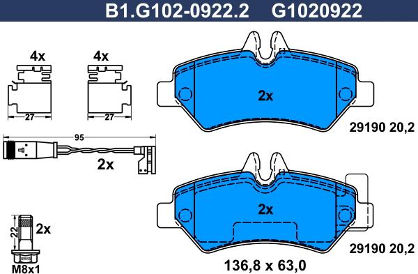 Galfer B1.G102-0922.2 - Kit pastiglie freno, Freno a disco autozon.pro