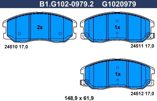 Galfer B1.G102-0979.2 - Kit pastiglie freno, Freno a disco autozon.pro