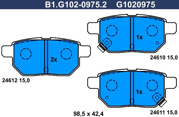 Galfer B1.G102-0975.2 - Kit pastiglie freno, Freno a disco autozon.pro