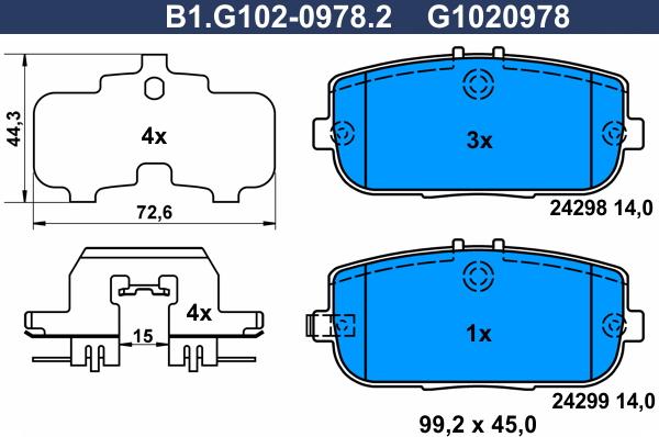 Galfer B1.G102-0978.2 - Kit pastiglie freno, Freno a disco autozon.pro