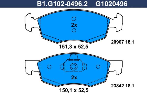 Galfer B1.G102-0496.2 - Kit pastiglie freno, Freno a disco autozon.pro