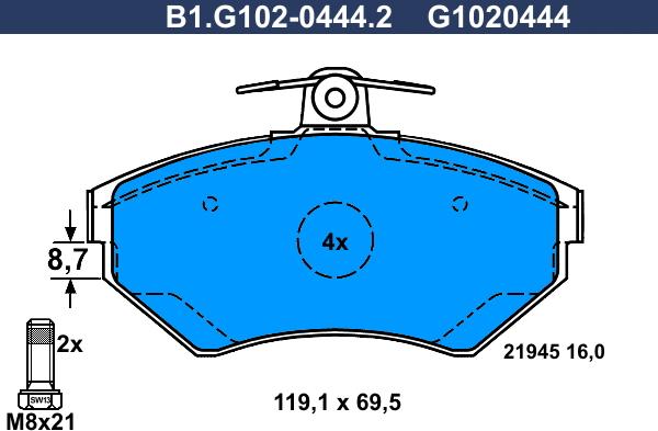 Galfer B1.G102-0444.2 - Kit pastiglie freno, Freno a disco autozon.pro