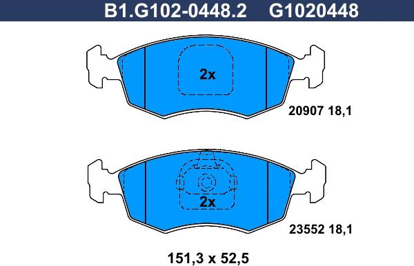 Galfer B1.G102-0448.2 - Kit pastiglie freno, Freno a disco autozon.pro