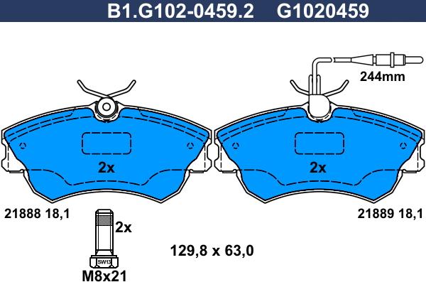 Galfer B1.G102-0459.2 - Kit pastiglie freno, Freno a disco autozon.pro