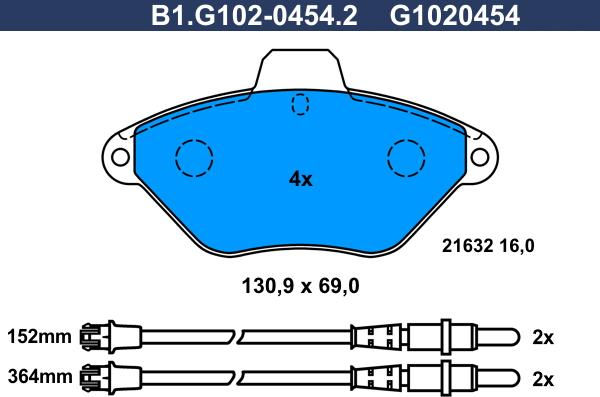 Galfer B1.G102-0454.2 - Kit pastiglie freno, Freno a disco autozon.pro