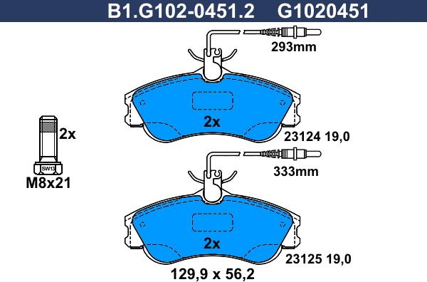 Galfer B1.G102-0451.2 - Kit pastiglie freno, Freno a disco autozon.pro