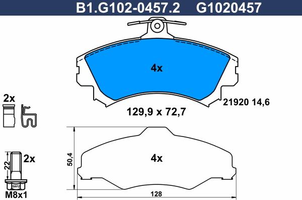 Galfer B1.G102-0457.2 - Kit pastiglie freno, Freno a disco autozon.pro