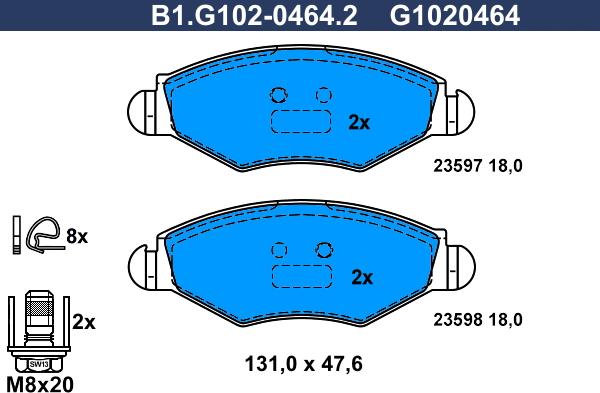 Galfer B1.G102-0464.2 - Kit pastiglie freno, Freno a disco autozon.pro