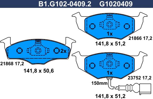 Galfer B1.G102-0409.2 - Kit pastiglie freno, Freno a disco autozon.pro