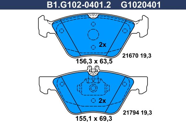 Galfer B1.G102-0401.2 - Kit pastiglie freno, Freno a disco autozon.pro