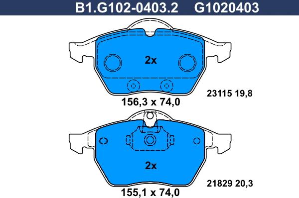 Galfer B1.G102-0403.2 - Kit pastiglie freno, Freno a disco autozon.pro