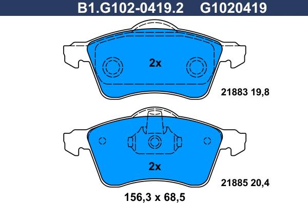 Galfer B1.G102-0419.2 - Kit pastiglie freno, Freno a disco autozon.pro