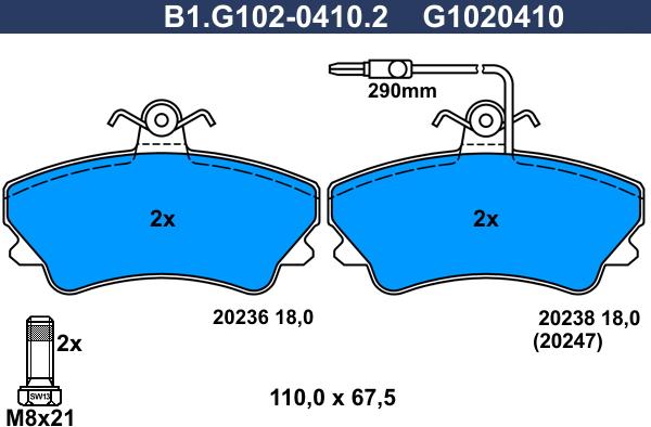 Galfer B1.G102-0410.2 - Kit pastiglie freno, Freno a disco autozon.pro