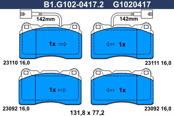 Galfer B1.G102-0417.2 - Kit pastiglie freno, Freno a disco autozon.pro